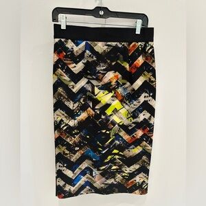 Milly Black and Yellow Chevron Skirt